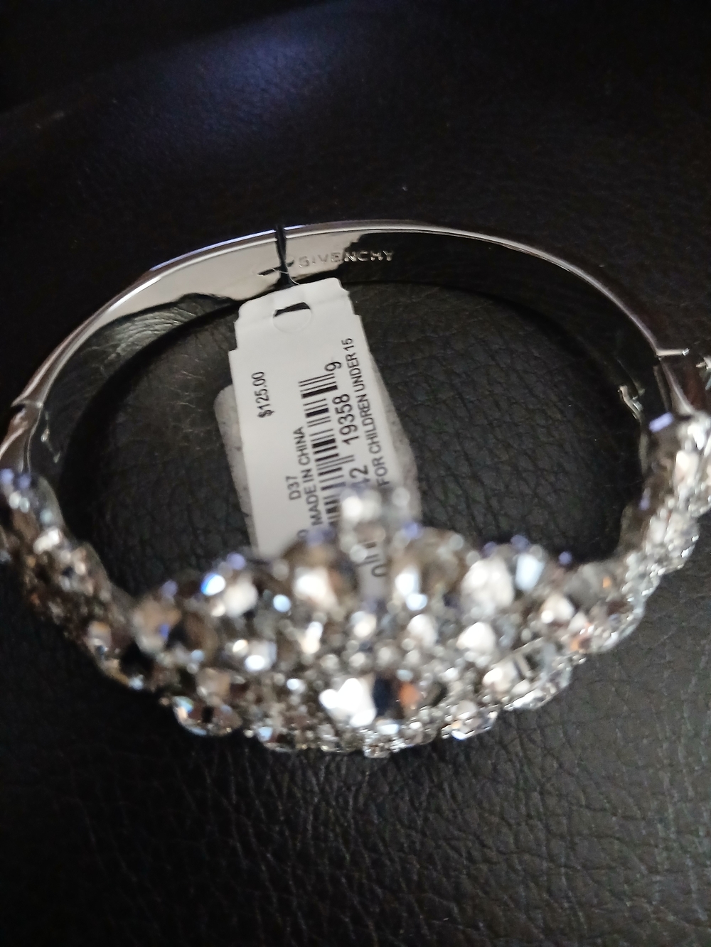 Givenchy Silver Crystal-Studded Cuff Bracelet